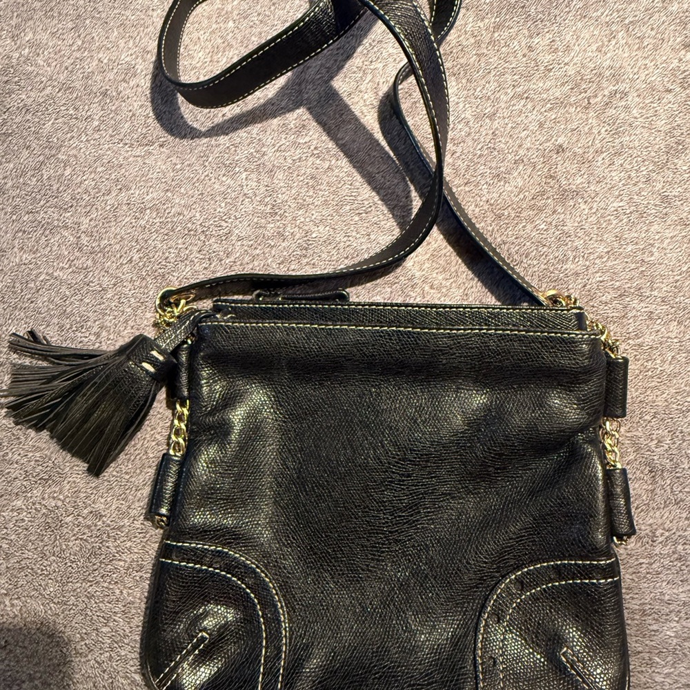 Black Leather Crossbody Bag